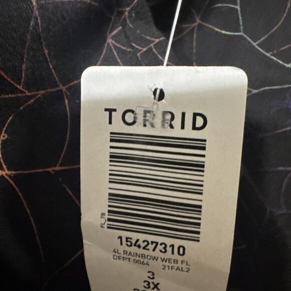 Torrid Leggings Rainbow Spiderweb Print Womens Plus Size 3 Stretch Colorful NEW - Picture 3 of 9